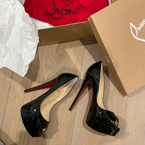 Christian Louboutin Paris Lady Peep 150mm platform heels - BLACK. - Picture 2 of 6